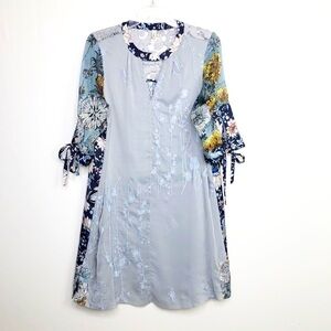 ANTHROPOLOGIE Tiny mixed fabric patterns embroidered BoHo dress